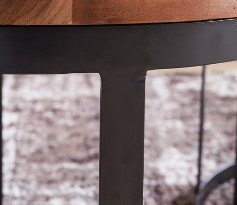 Rootz 2-delige set bijzettafels - woonkamertafels - ronde tafelbladen - stijlvolle nerf - metalen voet - handgemaakt - sheeshamhout - 53 cm x 45 cm x 53 cm / 48 cm x 40 cm x 48 cm - klassiek ontwerp