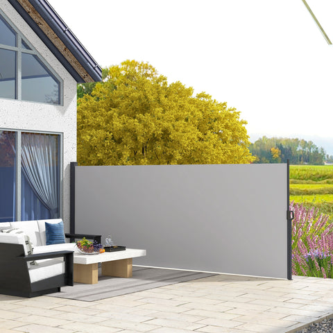 Rootz Side Pull-Out Wind Paravent - Privacy Screen - Outdoor Barrier - UV Resistant - 400cm L x 160cm H Aluminum Frame