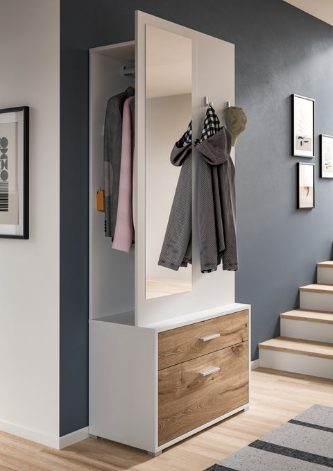 Rootz Wardrobe Combination - Closet Organizer - Space-Saving Storage - Easy-Care Surface - 80cm x 190cm x 38cm