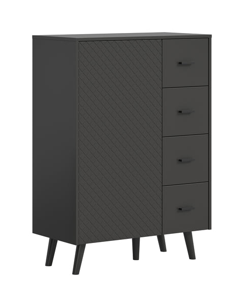 Rootz Chest of Drawers - Storage Cabinet - Organizer - Durable MDF - 84 x 114 x 37 cm - Grey Deep-Drawn Finish