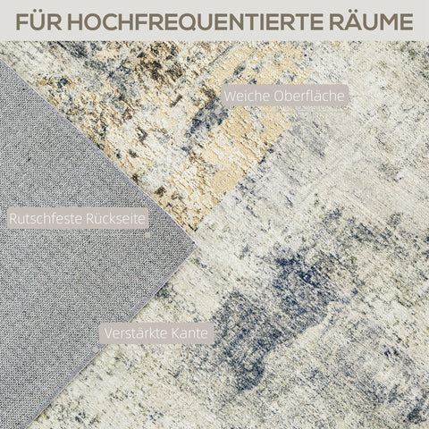 Rootz Living Room Carpet - Modern Artistic Pattern - Washable Rug - Cozy Polyester - 230cm x 160cm x 0.5cm - Grey