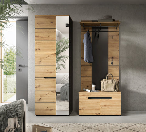 Rootz Artisan Replica Wardrobe Set - Closet Ensemble - 3 Piece Entryway Furniture - Ample Storage - 160x190x37 cm