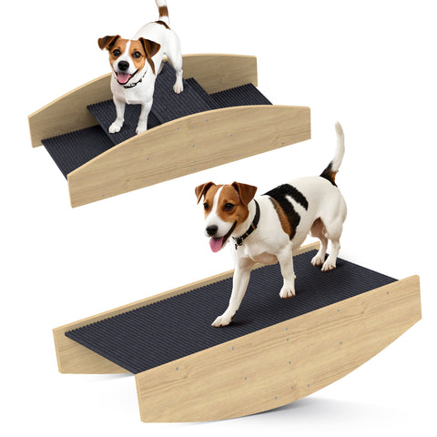 Rootz Agility Dog Swing - 2-in-1 Rocker & Stairs - Non-Slip Pet Ramp - Fir Wood - Enhances Balance & Agility - 80cm x 39.5cm