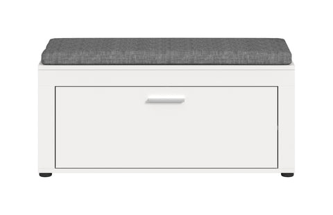 Rootz White Shoe Storage Bench - Entryway Organizer - Hallway Storage - 1 Height-Adjustable Shelf - 100cm x 44cm x 35cm