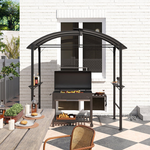 Rootz Grill Pavilion - Outdoor Shelter - BBQ Gazebo - Steel Frames - Sun Protection - 1.1m x 2.3m - Grey