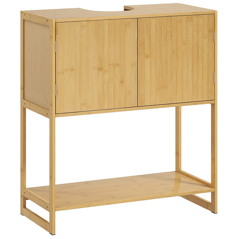 Rootz Bathroom Base Cabinet - Vanity Unit - Under Sink Storage - Durable Bamboo MDF - 70W x 33D x 79.5H cm