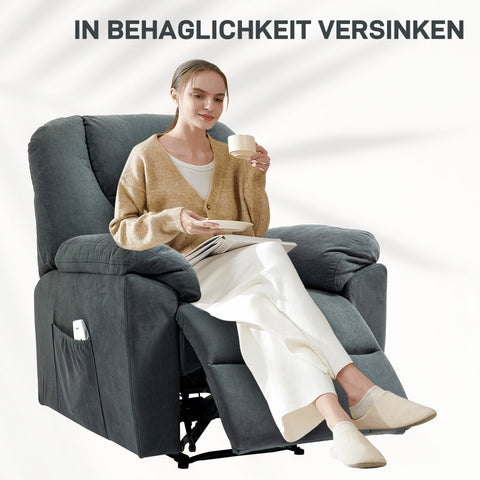 Rootz Electric Relax Chair - Massage Recliner - Upholstered Seat - Heat Function - USB Port - 135° Tilt - 88cm x 97cm x 101cm