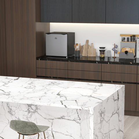 Rootz Mini Cupboard 35L Mini Fridge - Compact Freezer - Portable Cooler - Low Noise & Energy - 47 x 44.2 x 48.8 cm, Silver and Black