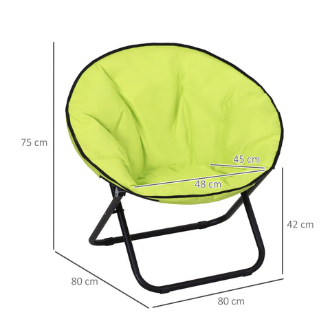 Rootz Yellow Folding Chair - Camping Armchair - Garden Chair - Upholstery Chair - Foldable Metal + Oxford Fabric - 80cm x 80cm x 75cm