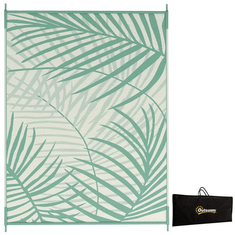 Rootz Outdoor Rug - Patio Rug - Weather Resistant - Modern Design - Non-woven Fabric - Green + Cream - 365 cm x 274 cm x 0.3