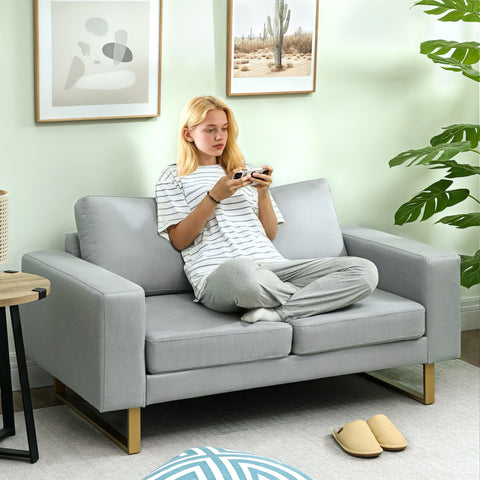 Rootz 2-Seater Sofa - Couch - Loveseat - Comfortable Seating - 145cm x 82cm x 78cm - Grey