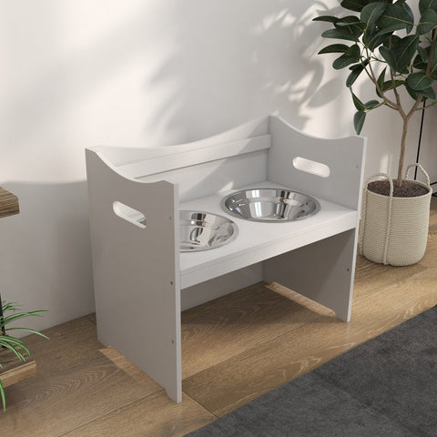 Rootz Adjustable Feeding Station - Durable Pet Feeder - Stylish Dog Bowl Stand - Ergonomic Design - Easy to Clean - 54cm x 31.5cm x 47cm - MDF & Stainless Steel