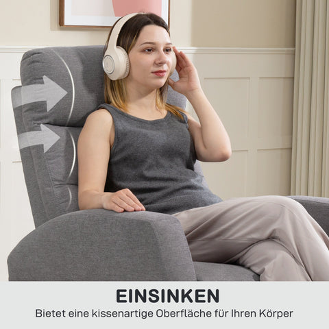 Rootz Adjustable Relaxation Armchair - Modern Upholstered Chair - Recliner with Footrest - Comfort Padding - 76cm x 93cm x 103cm - Grery