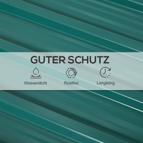 Rootz 12 Pcs Trapezoidal Roof Sheet - Weatherproof Panels - Metal Roofing Sheets - Robust Protection - 129cm x 45cm Each