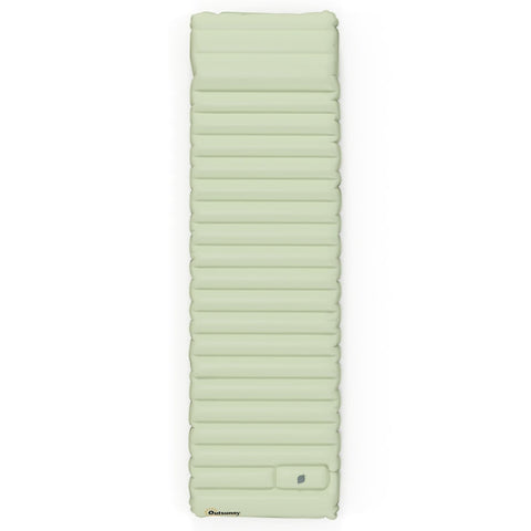 Rootz Camping Sleeping Mat - Air Mattress - Water-repellent Air Bed - Foot Pump - Carry Bag-camping - Waterproof - TPU Coated Nylon - Green - 200L x 60W x 10H cm