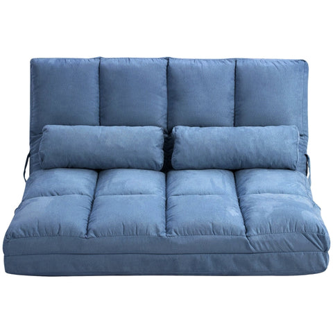 Rootz Floor Sofa Bed - Adjustable Backrest - Velvet Fabric - 2-in-1 Design - High Comfort - Durable Steel Frame - 102cm x 73cm x 60cm - Blue