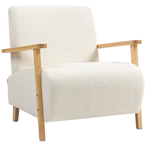 Rootz Armchair with Backrest - Lounge Chair - Padded Sherpa Chair - Cozy & Comfortable - 74.5cm x 78cm - White