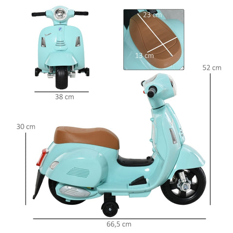 Rootz VESPA Electric Motorcycle for Kids - Children's Ride-On Bike - Toddler Electric Scooter - Realistic Driving Experience - Enhanced Safety - Comfortable Ride - 66.5cm x 38cm x 52cm - PP Plastic & Metal