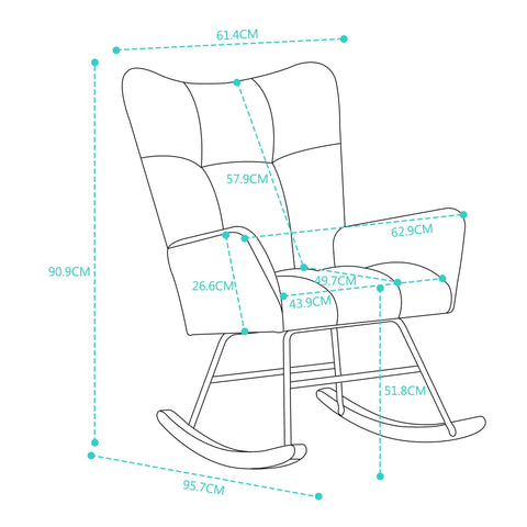 Rootz Modern Rocking Chair - High Back Armchair - Velvety Lounger - Ultimate Comfort - 62.9x95.7x90.9cm