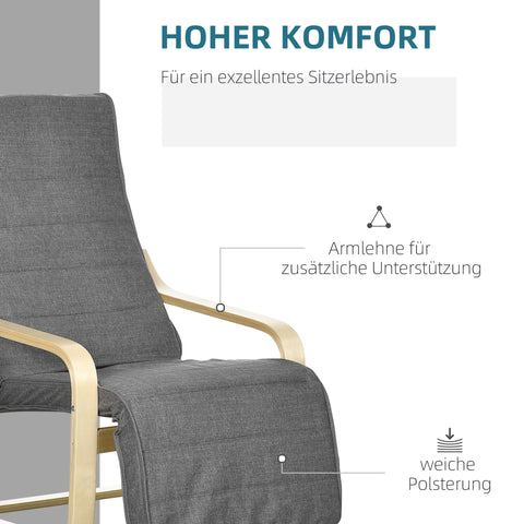 Rootz Accent Chair - Relaxation Chair - Recliner - Adjustable Footrest - Birch Wood - 66.5 x 94 x 100 cm