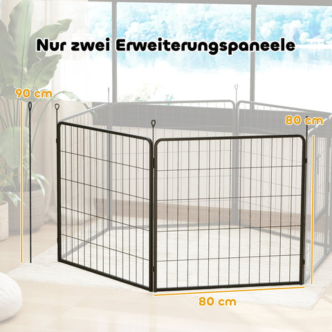 Rootz 2 Set Puppy Enclosure Expansion - Dog Fence Panels - Pet Playground - Robust Steel - Foldable Storage - 80cm x 80cm x 3cm