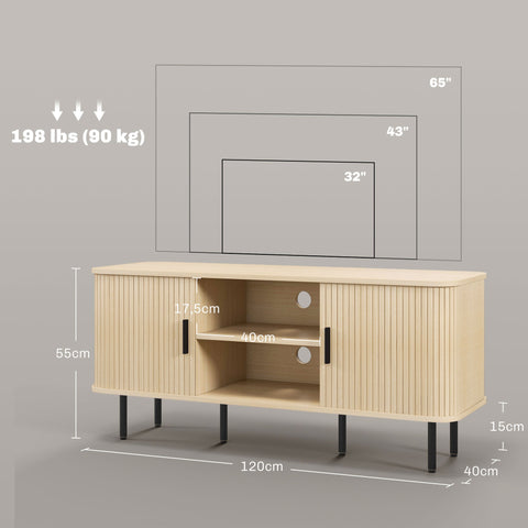 Rootz TV Cabinet - Media Unit - Entertainment Stand - Space-Saving Design - 120cm x 40cm x 55cm