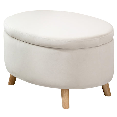 Rootz Oval Velvet Bench - Storage Stool - Footstool - Holds Up to 80 kg - 71 x 51.5 x 42 cm - Stylish Brown Design