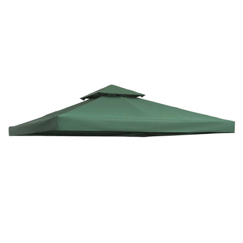 Rootz Replacement Roof for Metal Gazebo - Garden Pavilion Roof - Party Tent Canopy - UV Protection - Weather-Resistant - 3x3m - Dark Green Polyester