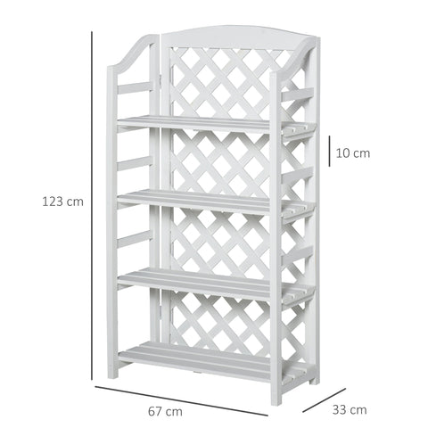 Rootz Floral Shelf Plant Stand - Flower Display - Garden Stand - Adjustable Shelves - Pre-Oiled Fir Wood - 67cm x 33cm x 123cm