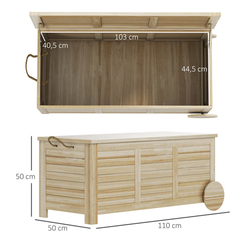 Rootz 185L Outdoor Storage Box - Weather-Resistant Organizer - Wooden Chest - Seating Option - 110 x 50 x 50 cm