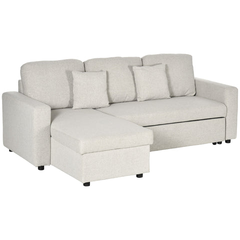 Rootz Corner Sofa Bed - Sleeper Lounge - L-Shaped Sofa - Storage Space - White - 225cm x 140cm x 88cm