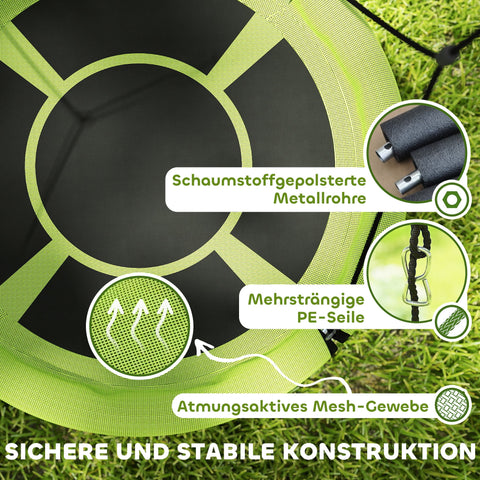 Rootz Round Garden Swing - Nest Swing - Basket Seat - 150 kg Resilient - Ø98 x 190h cm