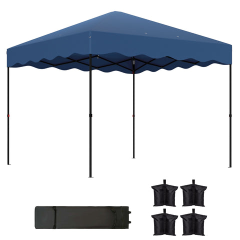 Rootz 3x3m Pop-Up Pavilion - Garden Tent - Height Adjustable - UPF50+ UV Protection - 297x297x287cm - 6-9 People - Blue - Roller Bag Included