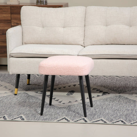 Rootz Stool - Accent Chair - Footrest - Cashmere Look - Pink - 42cm x 42cm x 47cm - Ideal for Modern Furniture & Comfort