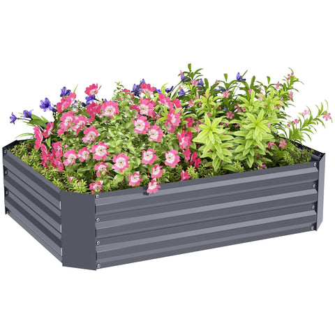 Rootz Galvanized Steel Raised Bed - Planting Box - Flower Box - Rust Protection - 120 x 90 x 30 cm Grey