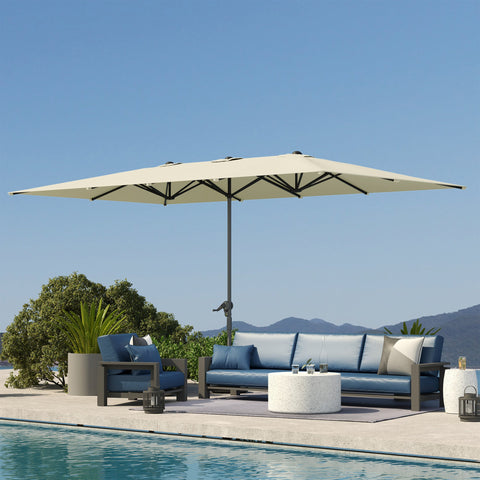 Rootz Double-Sided Umbrella - Parasol - Sunshade - UPF50+ Protection - 451cm x 264cm - Aluminum Mast