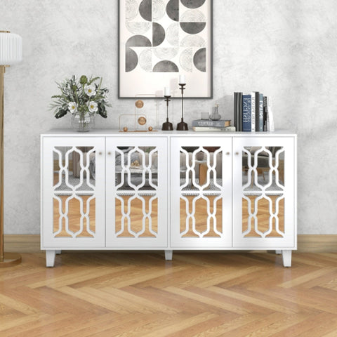 Rootz Mirrored Sideboard - Buffet Cabinet - Storage Cupboard - Elegant Design - 160L x 40W x 84H cm