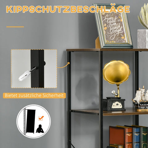 Rootz Freestanding Storage Shelf - Dresser - Clothing Rack - Organizer - Industrial Style - 44cm x 40cm x 155cm