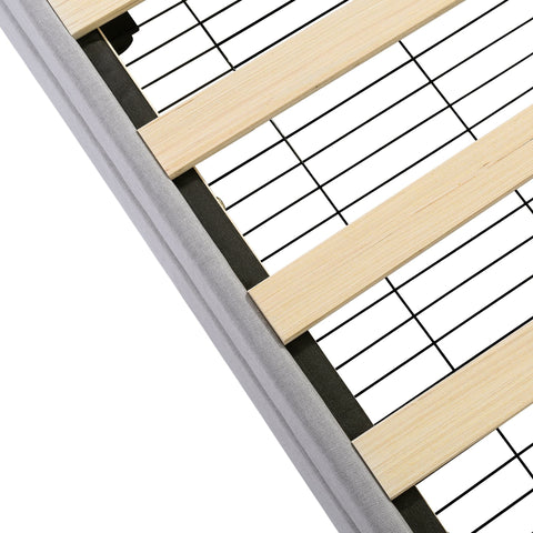 Rootz Upholstered Bed - Platform Bed - Storage Bed - Height-Adjustable Headboard - 211.5cm x 160cm x 108.5cm - Light Gray Linen Fabric