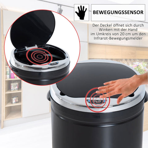 Rootz Motion Sensor Waste Bin - Touchless Trash Can - Automatic Garbage Bin - Hygienic - Durable - Elegant - 30.5cm x 30.5cm x 81.5cm - Stainless Steel