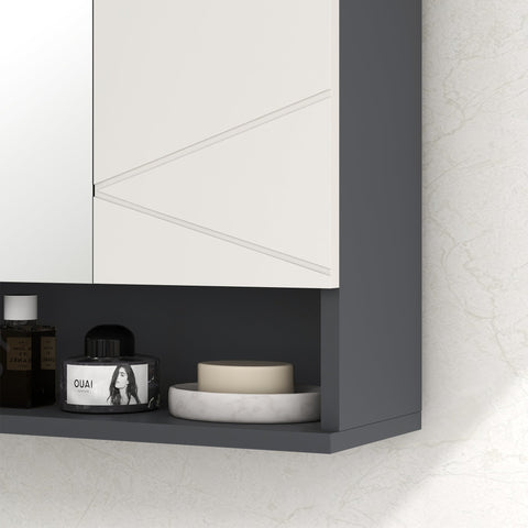 Rootz Bathroom Cabinet - Mirror Door - Adjustable Shelves - Resilient Up to 15 kg - 55cm x 17cm x 55cm - White