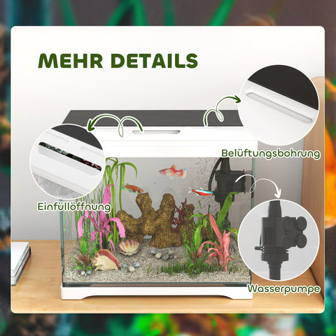 Rootz 17L Tropical Aquarium - Fish Tank - LED Light Aquarium - Easy Maintenance - 35cm x 21cm x 31cm