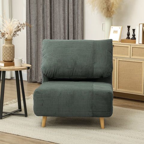 Rootz 2-in-1 Sleeping Armchair Guest Bed - Convertible Sofa - Folding Bed - Adjustable Comfort - 82cm x 89cm x 83cm - Green