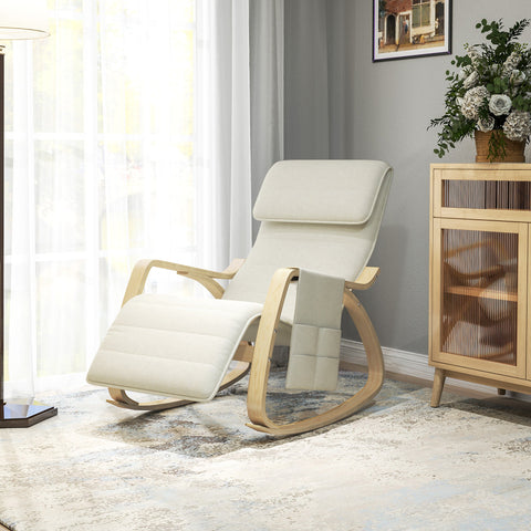 Rootz Rocking Chair Relaxing Armchair - Adjustable Foot Stool - Recliner Chair - Comfort & Style - 67cm x 110cm x 91cm
