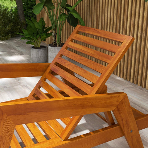 Rootz Sun Lounger - Wooden Garden Lounger - Outdoor Recliner - Ultimate Relaxation - Adjustable Backrest - Weather-Resistant - 66cm x 190cm x 73.5cm