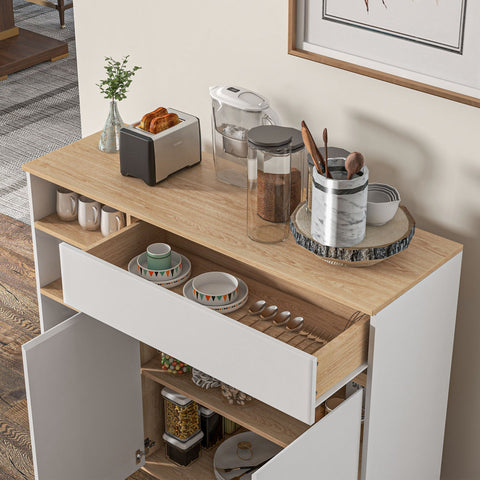 Rootz Storage Cabinet Buffet - Kitchen Cabinet - Sideboard - Adjustable Shelves - 119cm x 40cm x 102cm