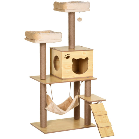 Rootz Contemporary Cat Tree - Scratch Boards - Nature-Sisal - Plush Comfort - 60cm x 40cm x 130cm