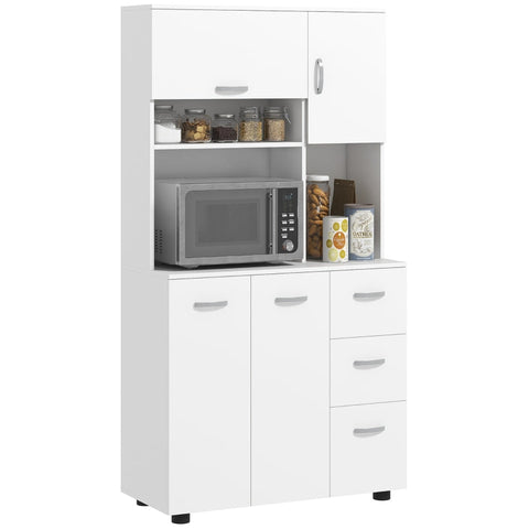 Rootz Kitchen Cabinet - Pantry Cupboard - Storage Organizer - MDF Construction - White - 89cm x 39.5cm x 168cm