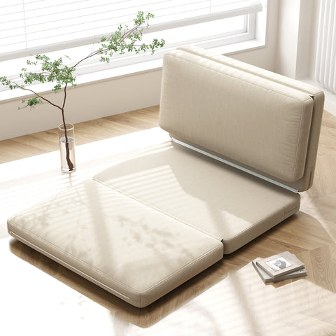 Rootz 2-in-1 Folding Recliner - Guest Mattress - Lazy Sofa - Maximum Comfort - 120W x 80D x 75H cm (Chair), 120W x 275D x 10H cm (Bed) - Brown