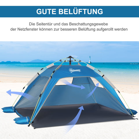 Rootz Pop-Up Beach Tent - Sun Shade - UV Shelter - Mesh Window - Fiberglass Frame - 220x173x120cm